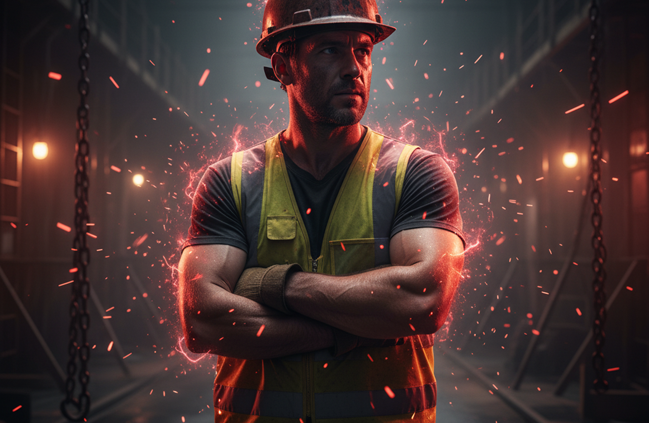 Worker with energy drink