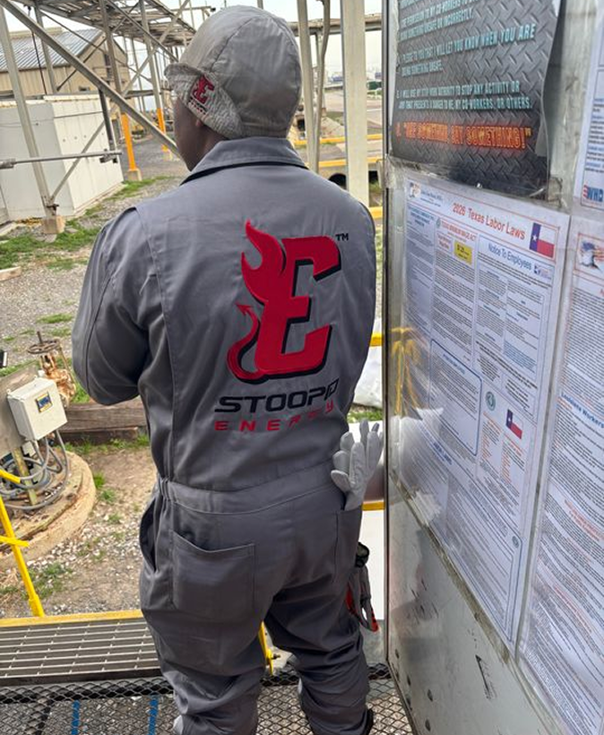 Worker with energy drink